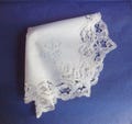 1800s VICTORIAN-(poss.Belgian/French)V.pretty,antique bridal handkerchief/white cotton/intricate HAND-WORKED lace border-Monogram WoNDERFUL