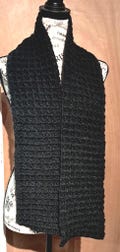 Cozy Charcoal Waffle Stitch Crochet Scarf – Handmade Unisex Winter Accessory – Soft Acrylic Knit, 59” x 6”