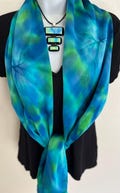 Hand Painted 100% Charmeuse Silk Scarf . Fused glass pendant sold separately on Bloomsofsilk