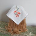 Little Miss Meadow Country Garden Scarf Hand Embroidered Summer Scarf Headscarf Hair Scarf Hand Sewn