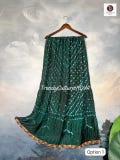 Green-Red Bandhej Leheriya Dupatta Silk Lace border  : Traditional Wedding wear, Navratri Dupatta