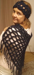 Wool Alpaca Dark Blue Sequin Shawl