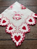 Vintage Valentine Handkerchief – Romantic Heart Hankie – Collectible Linen – Cottagecore Gift