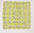 Vintage Midcentury Green Floral Daisy Handkerchief  NEW old stock