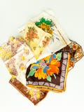 Vintage 1940s, 1950s Cotton Batiste Floral Handkerchiefs in Golds and Brown - Lot of 6