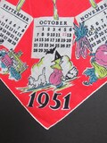 1951 CALENDAR Handkerchief - Blue Pink Marked Holidays - Seasonal Holiday Graphics - Novelty Hanky Hankie - Gift for Her