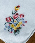 Vintage 40's Hand Embroidered Needlepoint Petit Point Mixed Floral Hankie**#49