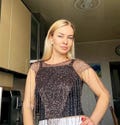 Handmade Brown Sequin Triangle Shawl: Versatile Knitted Wrap Headscarf or Belt Accent