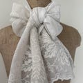 Antique French Embroidered Scarf. Cornely Embroidery Onto Cotton Muslin.