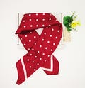 Burgundy Polka Dot Scarf – Silky Satin Square Scarf 70x70cm, Hair Scarf, Ladies Neck Scarf, Women’s Fashion Accessory, Gift for Her