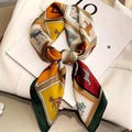 Equestrian Horse Print Scarf: Retro Silk Satin Style Headscarf