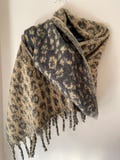 Beige Gray Scarf, Two Side  Wool Shawl, Plaid Wrap,  Women's Accessories, Winter Gift
