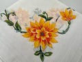 Vintage White Cotton Yellow Floral Hankie