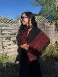 Palestinian Embroidery Small Scarf – Palestinian Shawl Scarf – Poncho  –  Wrap Scarf With Red Palestinian Embroidery