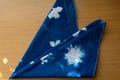 Handmade Cyanotype Bandana: Botanical Sun Print Indigo Blue Cotton