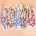 Boho Cotton Bandana Set of 5: Hand Block Printed Head Wrap