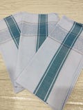Vintage Men’s Handkerchiefs Set of 3 – Cotton Hankies 1970s Blue Striped, Never Used Pocket Squares 16.5” x 16.5”
