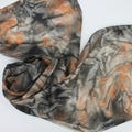 Hand Painted Silk Scarf - Imperfect Black Orange Tan Gray Halloween Fall Dyed Handpainted Ladies Scarves Mother Mom Gift 0826