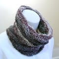 Gray & Maroon Hand Knit Cowl: Warm Neck Warmer, Chunky Knit Cowl, Soft Swirled Gaiter, Seamless Knit, Handmade in the USA, Ready to Ship