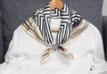 100% Natural Mulberry Silk Square 25.5" x 25.5" Scarf, Luxury One-Side Print Geometric Square Scarf, Elegant Neck Wrap, Women Silk Headscarf