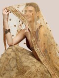 Gold Bridal & Wedding Wear Net Dupatta/shawl/stole