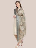 Floral Printed Art Silk Dupatta Beige Blue/shawl/stole