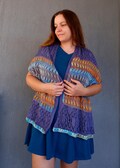 Lace Bamboo Scarf, Teal, Orange and Blue Colors, Knitted Textured Scarf, Stripe Textures, Bamboo Wool