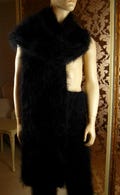 Mohair Hand Knitted Hairy Long Black Scarf Handmade Unisex