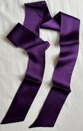 Mulberry Silk Skinny Scarf: Deep Purple Violet Necktie, Hair Bow