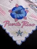 Vintage Puerto Rico Handkerchief - USA Territory Souvenir Hankie Hanky - Map Major Cities Famous Sites Tourist Spots Landmarks - Gift