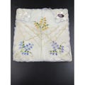 Vintage Nylon Floral Embroidered Handkerchiefs Set Of 3 With Scalloped Edges & Gift Ribbon Packaging