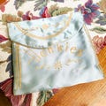 Vintage Taffeta Lingerie Handkerchief Holder From the 1940s 1950s Light Blue & Peach Color