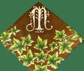 Vintage FALL Leaves Floral Brown/Green Monogram "M" Handkerchief**#38