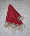 Vintage 1940's Handkerchief, Hanky, Hankie - Red Linen, Ecru Crocheted Edges