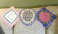 Set of three ladies hankies, three hankies, hankies in pink and blue, cotton hankies, handkerchiefs, ladies handkerchiefs