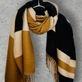 Beige/Black Block Pattern Winter Scarf,Double-Sided Women Shawl,Cozy Winter Wrap,Ideal Gifts for Her,Anniversary,Birthday or Christmas