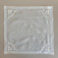 Handkerchief Vintage Sheer Blue with White Floral Design in The Corners