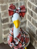 Porch Goose Orange Plaid flannel scarf and bow set, fall accessories, goose accessories, porch goose, goose fashion, school goose, scarf set