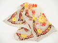 1930s Rose Handkerchief | Polka Dot Yellow Orange Floral Rayon Print | Vintage Art Deco Hankie Square | Fashion Hair Accessories