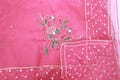 Muse Organza Dupatta with Sequins | Rose Pink Handmade Indian Pakistani Scarf | Floral Motif Shawl for Wedding, Eid, Party & Festive Outfits