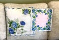 Ladies hankies, two ladies hankies, handkerchiefs, hankies, ladies handkerchiefs, hankies with blue flowers