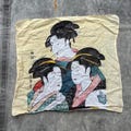 Vintage 80s 90s Japanese Geisha Japan Bandana Handkerchief