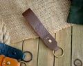 Leather Key Loop: Key Chain, Brown Veg Tan Leather, Designed to Hold Your Keys, Brass Finish Hardware, Awesome Hank