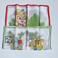 1960s Two Children’s Handkerchiefs Anthropomorphic Adorable Teddies Cats & Dogs in Vibrant Mid-Century