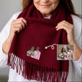 Personalized Matching Scarfs, Sketch from Photo Embroidery, Oversized Winter Embroidered Scarf, Cozy Woven Scarf, Christmas Gift for Her