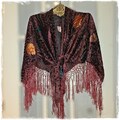 HIPPIE CHIC Piano-Scarf Fringed SHAWL - Boho Cloak, Burnout Velvet Colorful Gypsy-Chic Party Cape, Festival Wrap Stevie-Style [SH2528]