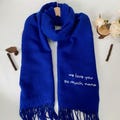 Custom Embroidered Scarf,Personalised Gift Scarf,Soft Pashmina Scarf,Winter Warm Scarf,Blue Tassel Scarf,Sentimental Gift,Fashion Scarf