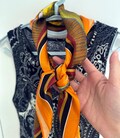 Traditional Chinese Culture Silk Scarf | 100% Mulberry Silk Square 27.5"x27.5" | Dunhuang & Bird-Flower Pattern
