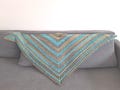 Handmade Mohair & Merino Crochet Shawl, Autumn Gradient Blue, Green and Brown, 160x80 cm, Soft and Elegant Accessory