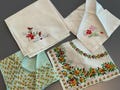 Antique Vintage Mid-Century Handkerchiefs - Four Floral and Abstract Silk Hankies - from Japan